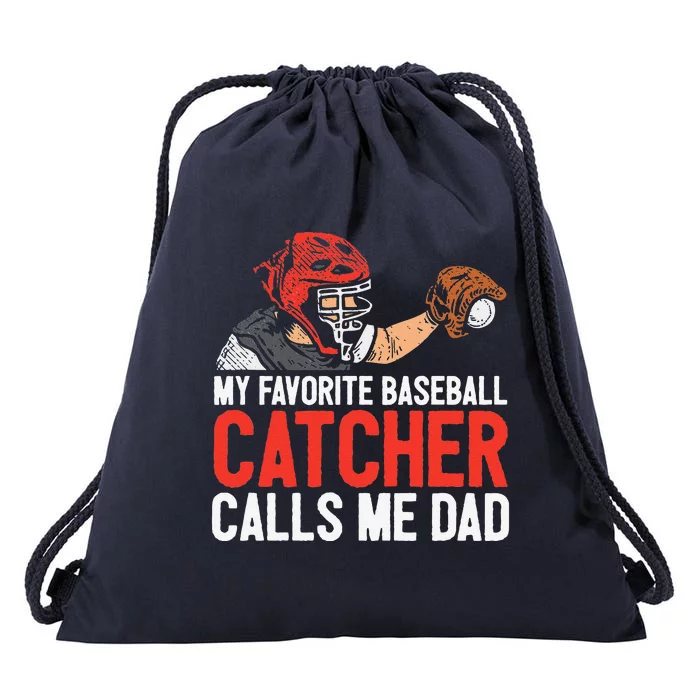 My Favorite Baseball Catcher Dad Fathers Day Father Son Drawstring Bag