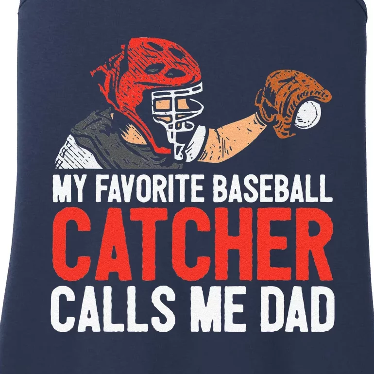 My Favorite Baseball Catcher Dad Fathers Day Father Son Ladies Essential Tank