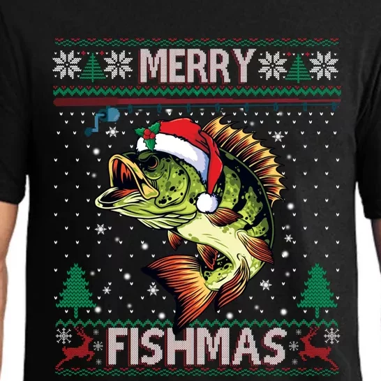 Merry Fishmas Bass Fish Fishing Christmas Ugly Sweater Xmas Gift Pajama Set