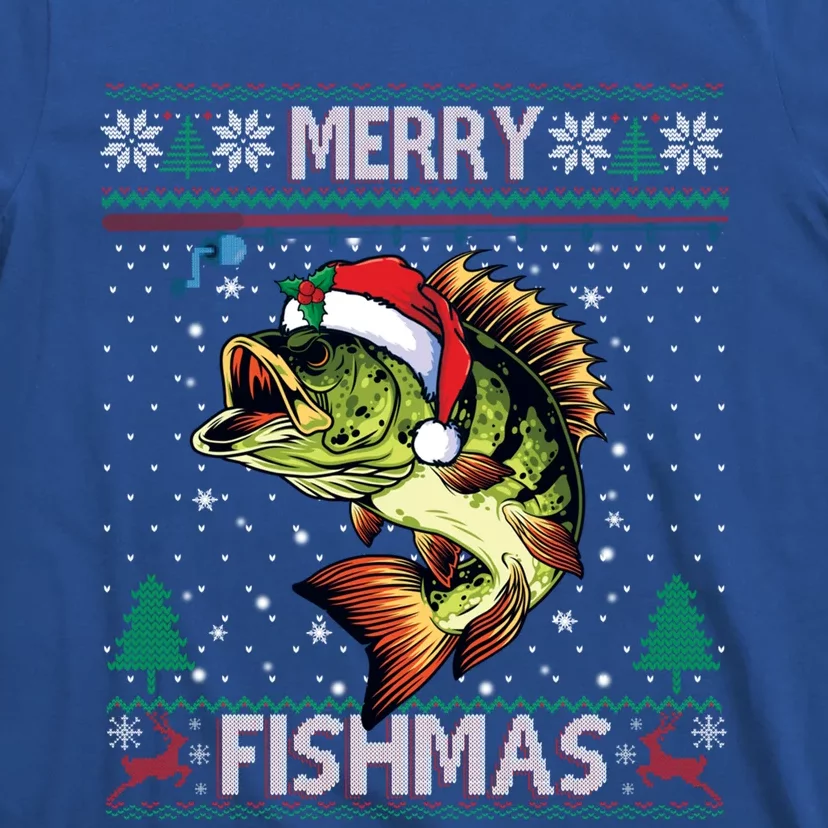 Merry Fishmas Bass Fish Fishing Christmas Ugly Sweater Xmas Gift T-Shirt