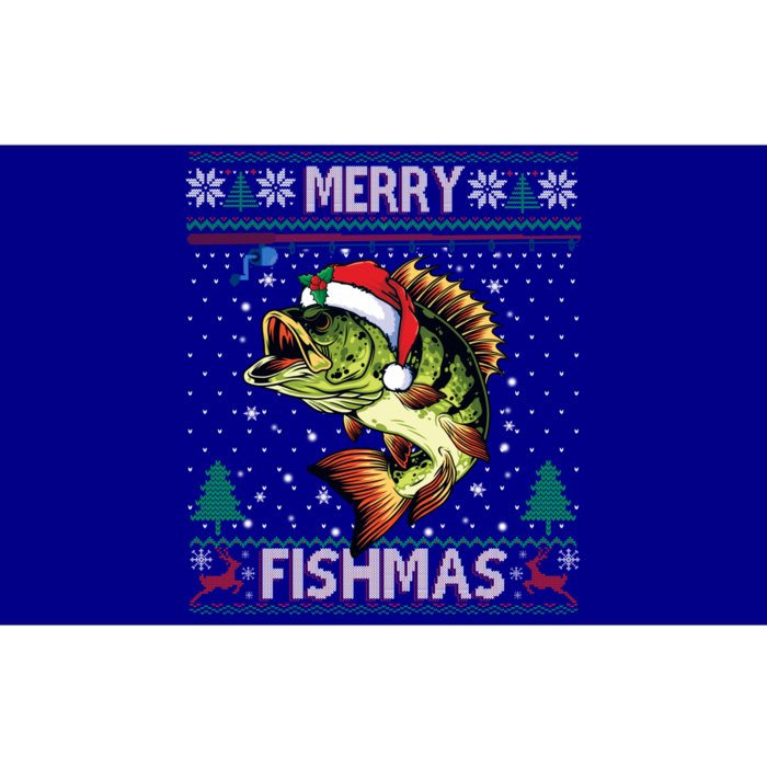 Merry Fishmas Bass Fish Fishing Christmas Ugly Sweater Xmas Gift Bumper Sticker