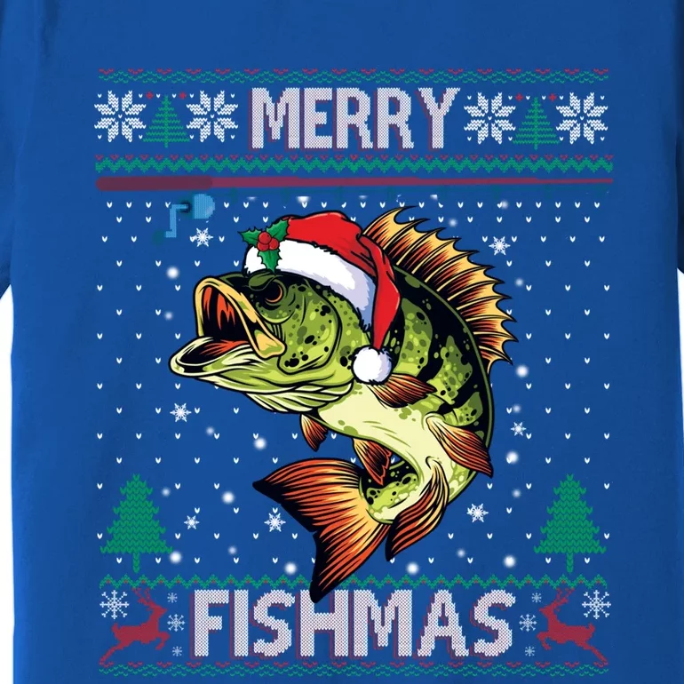 Merry Fishmas Bass Fish Fishing Christmas Ugly Sweater Xmas Gift Premium T-Shirt