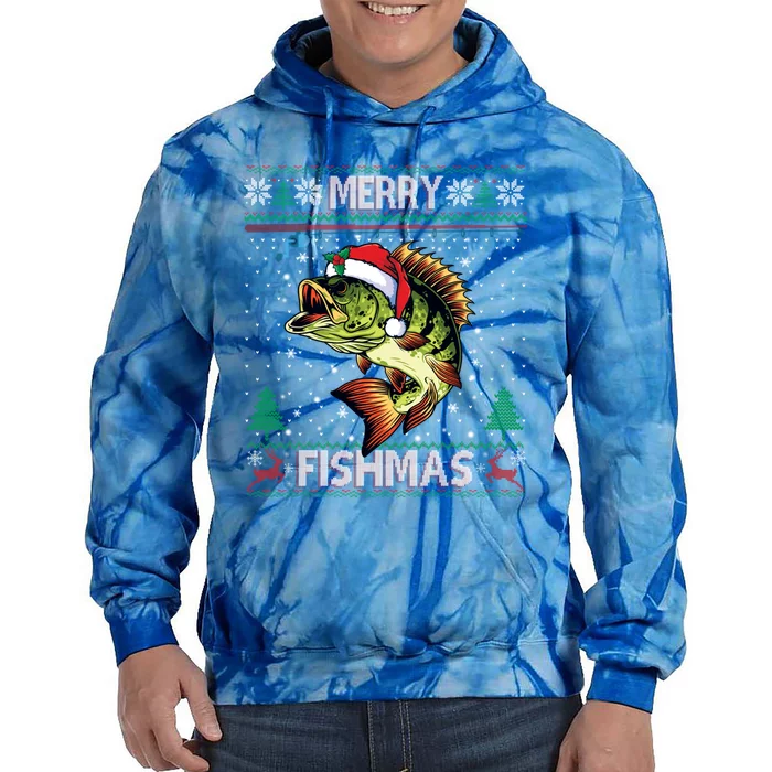 Merry Fishmas Bass Fish Fishing Christmas Ugly Sweater Xmas Gift Tie Dye Hoodie