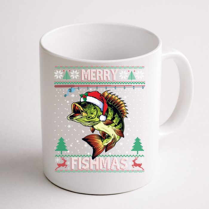 Merry Fishmas Bass Fish Fishing Christmas Ugly Sweater Xmas Gift Front & Back Coffee Mug