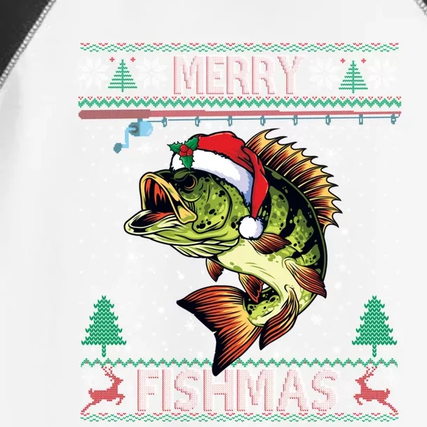 Merry Fishmas Bass Fish Fishing Christmas Ugly Sweater Xmas Gift Toddler Fine Jersey T-Shirt