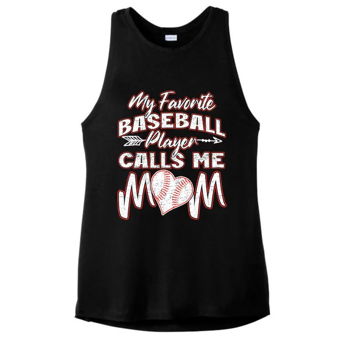 My Favorite Baseball Player Calls Me Mom Pitch Catcher Dad Cute Gift Ladies Tri-Blend Wicking Tank