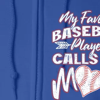 My Favorite Baseball Player Calls Me Mom Pitch Catcher Dad Cute Gift Full Zip Hoodie