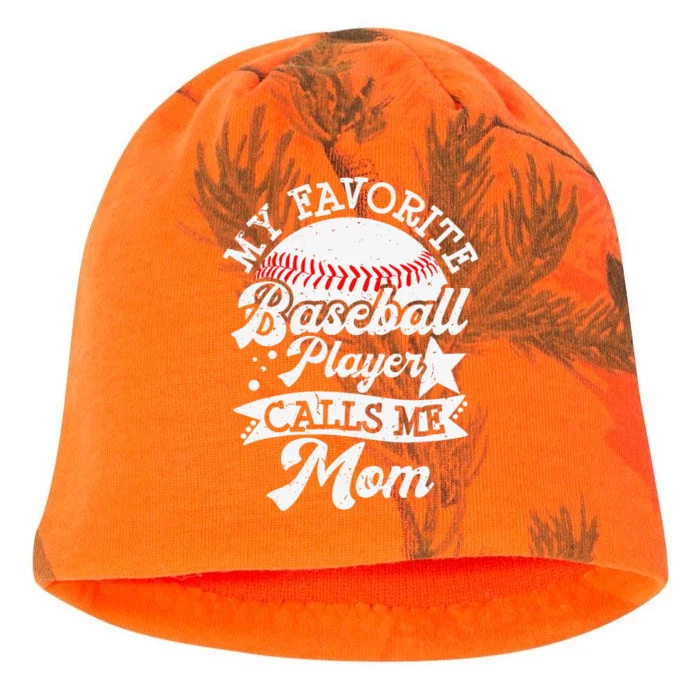 My Favorite Baseball Player Calls Me Mom Game Day Baseball Kati - Camo Knit Beanie