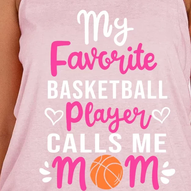 My Favorite Basketball Player Calls Me Mom Mothers Day Cute Gift Women's Knotted Racerback Tank