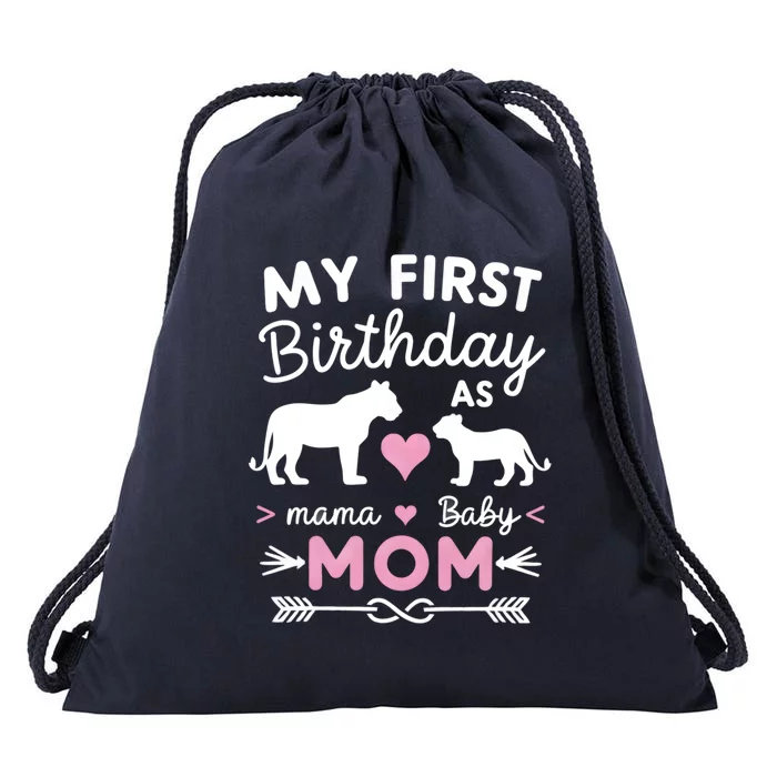 My First Birthday As Mom Lioness And Cub Love Gift Drawstring Bag