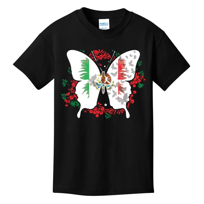 Mexican Flag Butterfly Mexicans Kids T-Shirt