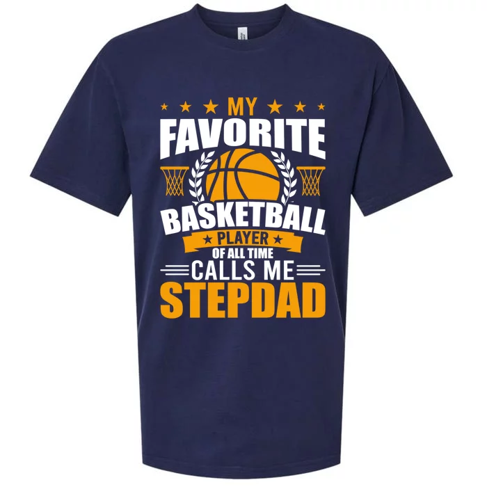 My Favorite Basketball Player Calls Me Stepdad Gift Sueded Cloud Jersey T-Shirt