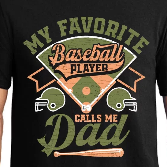 My Favorite Baseball Player Calls Me Dad Baseball Father Gift Pajama Set