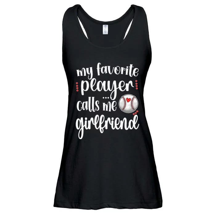 My Favorite Baseball Player Calls Me Baseball Girlfriend Ladies Essential Flowy Tank