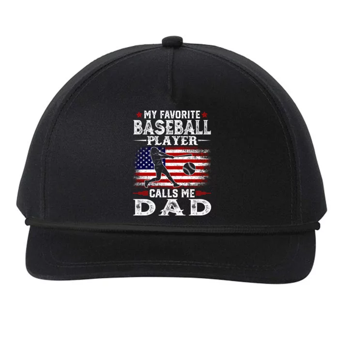 My Favorite Baseball Player Calls Me Dad USA Flag Snapback Five-Panel Rope Hat