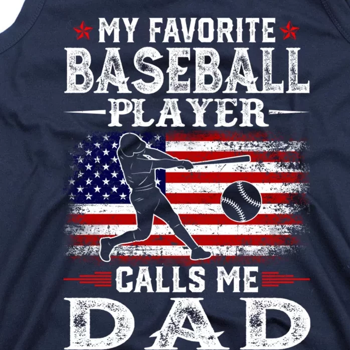 My Favorite Baseball Player Calls Me Dad USA Flag Tank Top