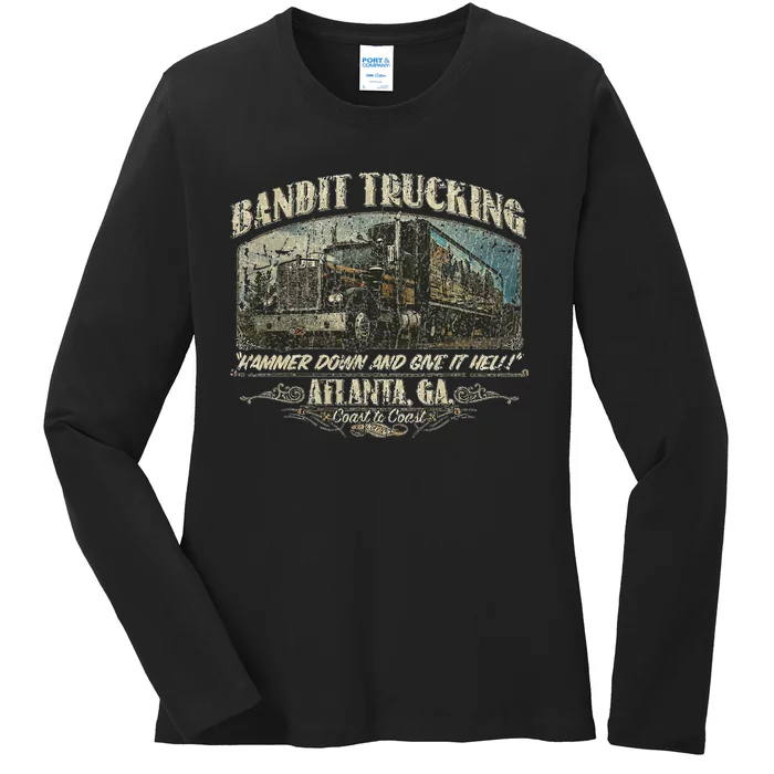 Men Funny Bandit Trucking 1977 Family Distressed Ladies Long Sleeve Shirt