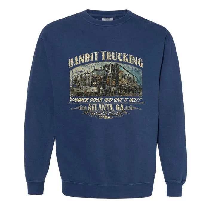 Men Funny Bandit Trucking 1977 Family Distressed Garment-Dyed Sweatshirt