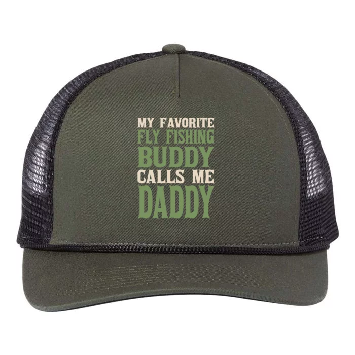 My Favorite Buddy Fly Fishing Daddy Angling Dad Hobby Family Cute Gift Retro Rope Trucker Hat Cap