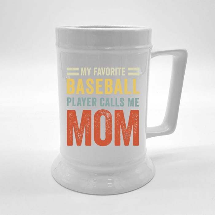 My Favorite Baseball Player Calls Me Mom Gift Front & Back Beer Stein