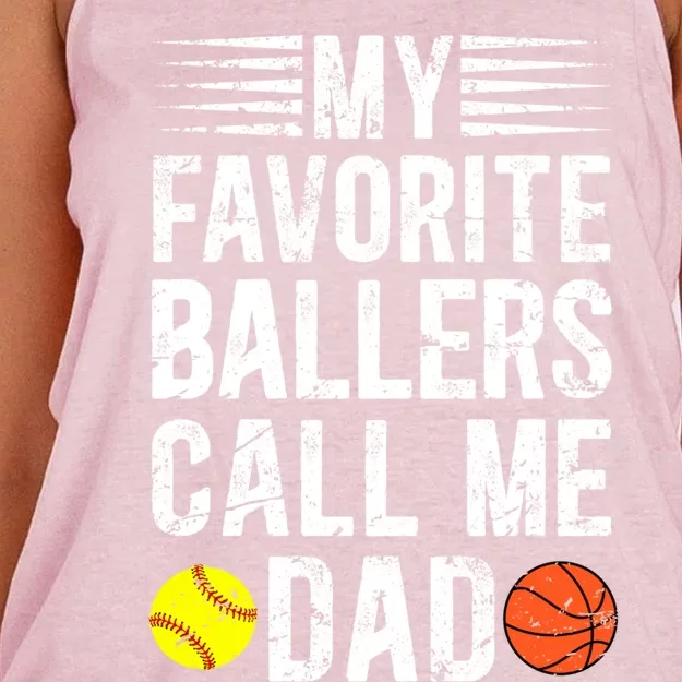 My Favorite Ballers Call Me Dad Basketball Softball Dad Gift Women's Knotted Racerback Tank