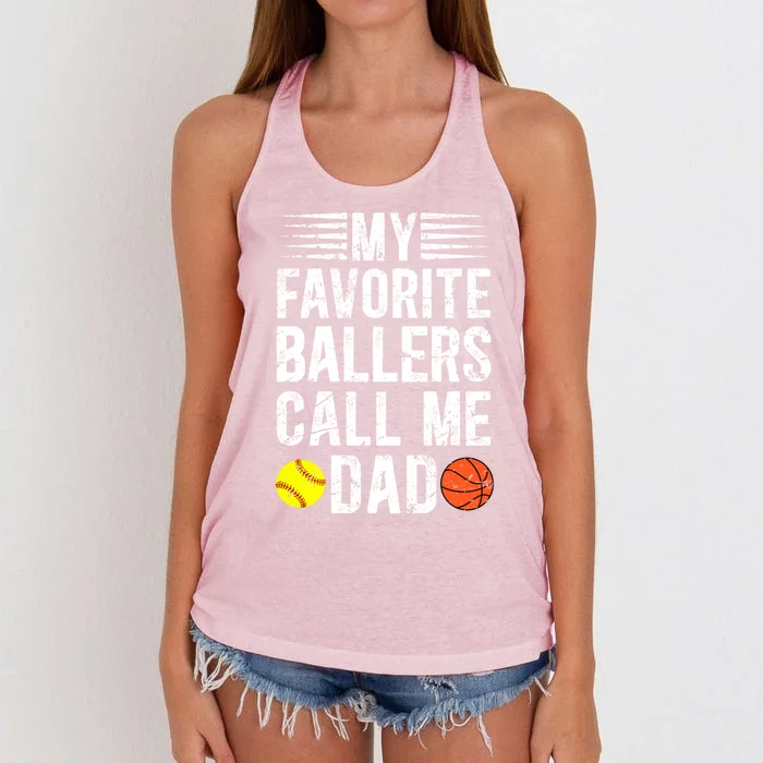 My Favorite Ballers Call Me Dad Basketball Softball Dad Gift Women's Knotted Racerback Tank