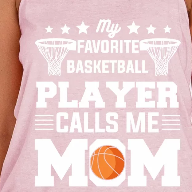 My Favorite Basketball Player Calls Me Mom Meaningful Gift Women's Knotted Racerback Tank