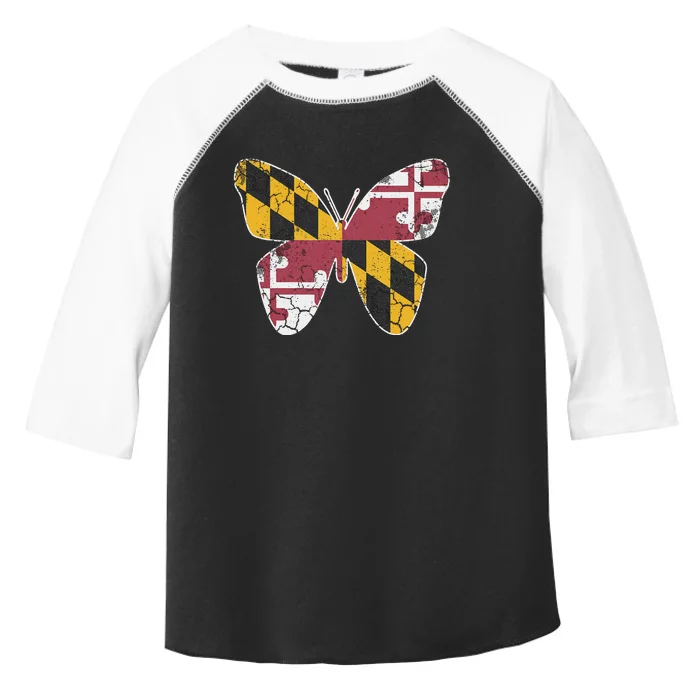 Maryland Flag Butterfly Home State Vintage Distressed Toddler Fine Jersey T-Shirt