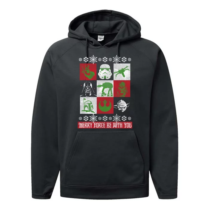 Merry Force Be With You Christmas Long Sleeve Long Sleeve Performance Fleece Hoodie