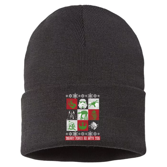 Merry Force Be With You Christmas Long Sleeve Long Sleeve Sustainable Knit Beanie