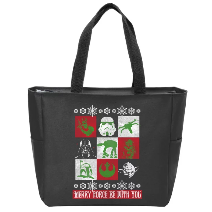 Merry Force Be With You Christmas Long Sleeve Long Sleeve Zip Tote Bag