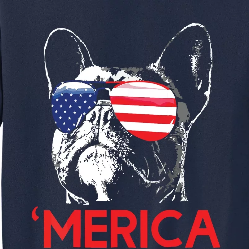 Merica French Bulldog American Flag 4th Of July Frenchie Tall Sweatshirt