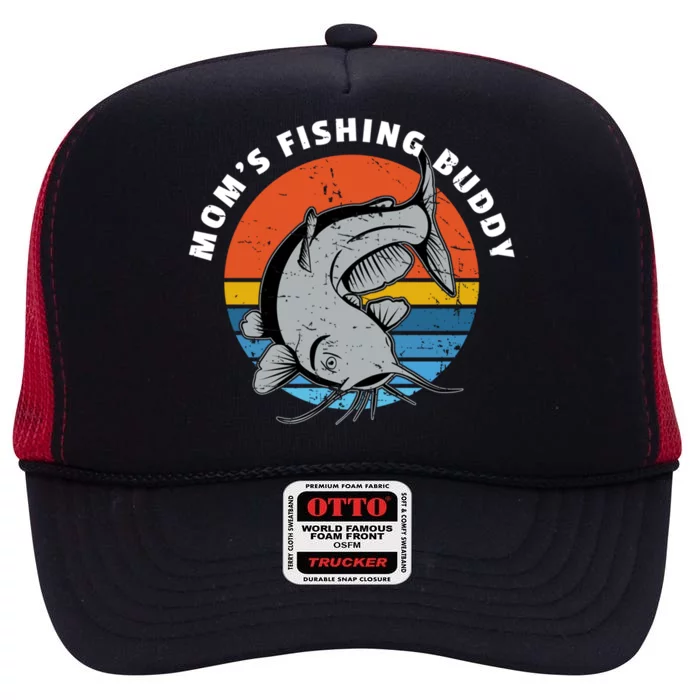 Mom's Fishing Buddy Catfish Graphic Gift High Crown Mesh Trucker Hat