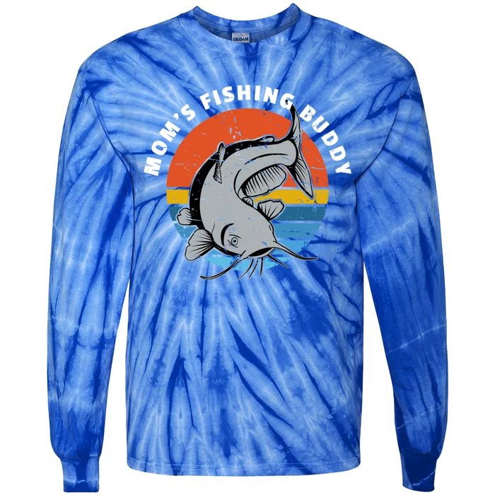 Mom's Fishing Buddy Catfish Graphic Gift Tie-Dye Long Sleeve Shirt