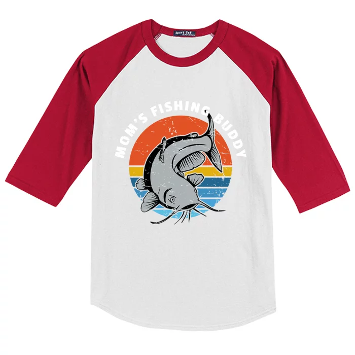 Mom's Fishing Buddy Catfish Graphic Gift Kids Colorblock Raglan Jersey