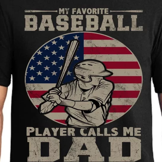 My Favorite Baseball Player Calls Me Dad Funny Dad Baseball Funny Gift Pajama Set