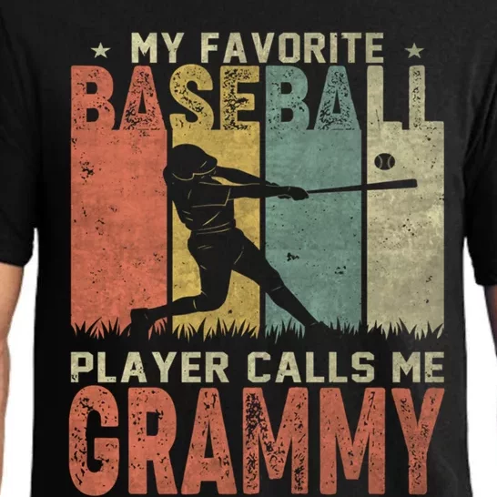 My Favorite Baseball Player Calls Me Grammy Funny Baseball Gift Pajama Set