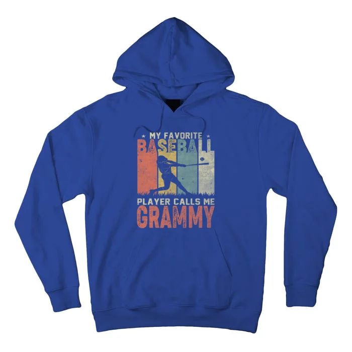 My Favorite Baseball Player Calls Me Grammy Funny Baseball Gift Tall Hoodie