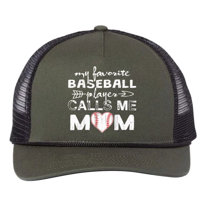 My Favorite Baseball Player Calls Me Mom Retro Rope Trucker Hat Cap