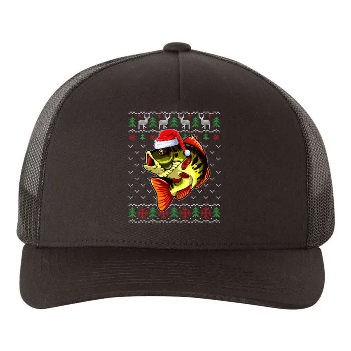 Merry Fishmas Bass Fish Fishing Christmas Ugly Sweater Xmas Yupoong Adult 5-Panel Trucker Hat