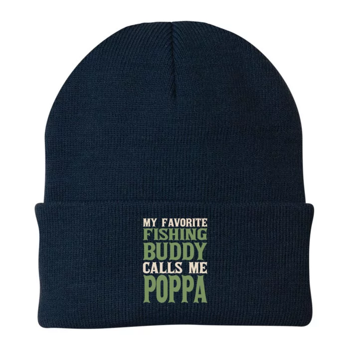 My Favorite Buddy Fishing Poppa Fisher Dad Hobby Family Gift Knit Cap Winter Beanie