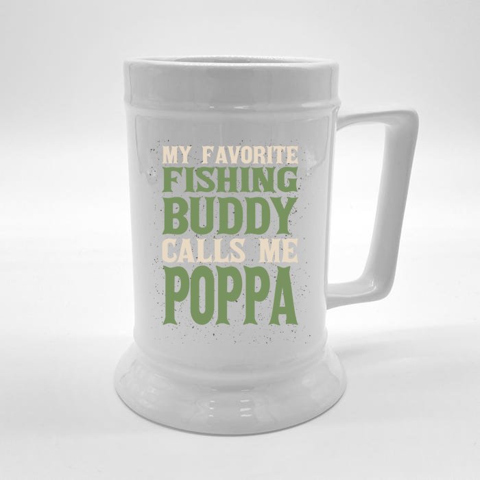 My Favorite Buddy Fishing Poppa Fisher Dad Hobby Family Gift Front & Back Beer Stein