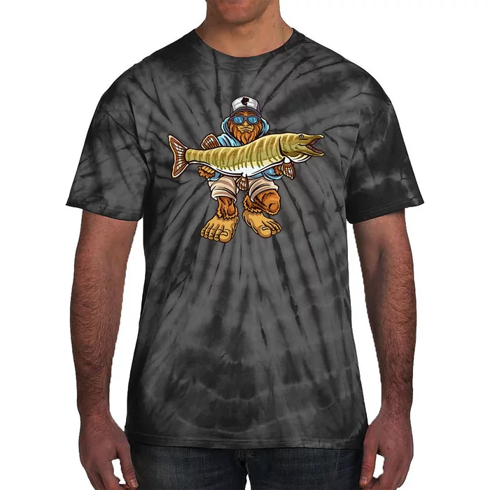 Muskie Fishing Bigfoot Musky Hunting Fishermen Tie-Dye T-Shirt