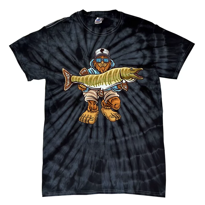 Muskie Fishing Bigfoot Musky Hunting Fishermen Tie-Dye T-Shirt