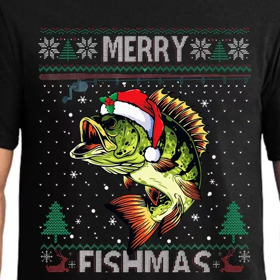 Merry Fishmas Bass Fish Fishing Christmas Ugly Sweater Xmas Pajama Set