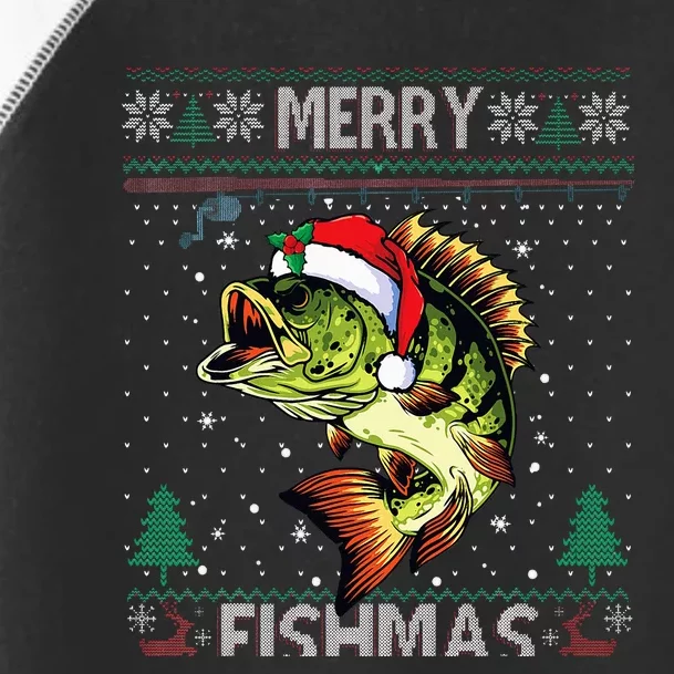 Merry Fishmas Bass Fish Fishing Christmas Ugly Sweater Xmas Toddler Fine Jersey T-Shirt