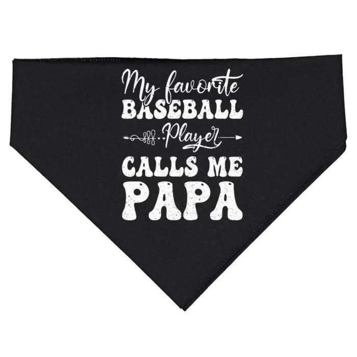 My Favorite Baseball Player Calls Me Papa Softball Fathers USA-Made Doggie Bandana