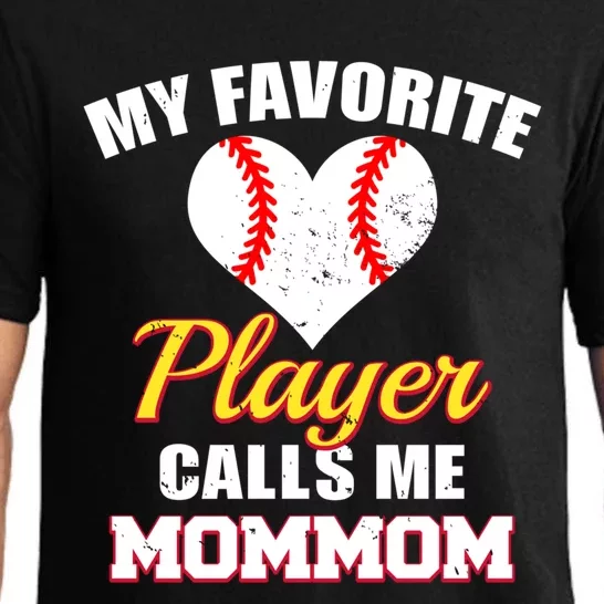 My Favorite Baseball Player Calls Me Mommom Funny Mom Mom Gift Pajama Set