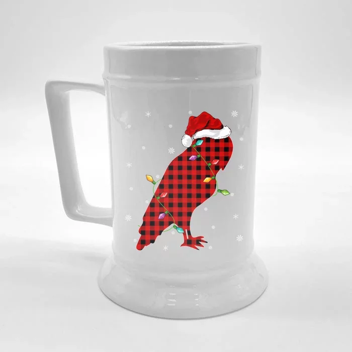 Matching Family Buffalo Plaid Barn Owl Bird Christmas Pajama Meaningful Gift Front & Back Beer Stein