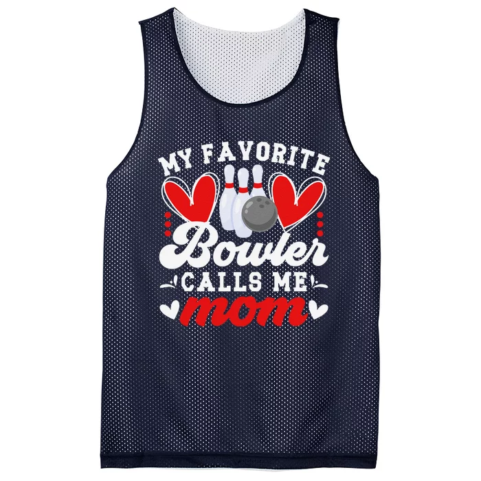 My Favorite Bowler Calls Me Mom Of A Bowler Mama Bowling Mom Mesh Reversible Basketball Jersey Tank